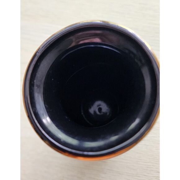 VASE-Japan-Small-Black Ceramic-Flowers-Gold Trimmed-6" Tall-Bud Vase - Picture 7 of 14